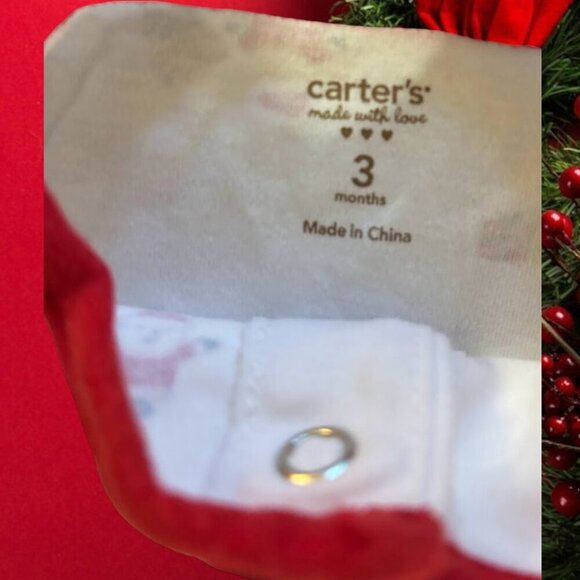 Carter's, Made With Love, Santa's Helper Christmas Bodysuit Footie - Picture 2 of 7